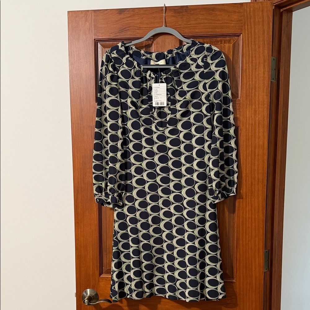 Moulinette Soeurs Long Sleeve Dress in Navy and Cream